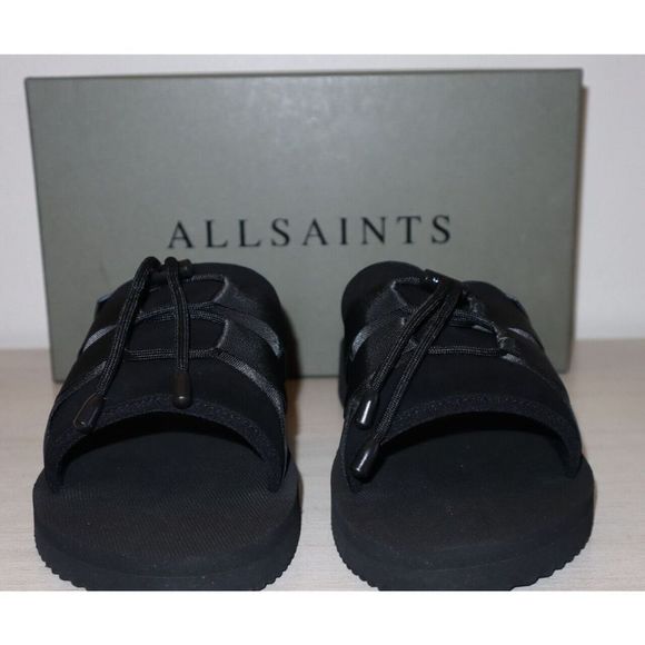 ALLSAINTS 34ZM0293 Men's Sz 11M Black Ryder Suede Drawcord Slide Sandals - Picture 4 of 12